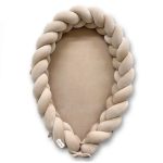 Baby Nest Cocon 2 în 1, Protecție pătuț și Saltea Catifea, 85 x 65 x 20 cm, 0 - 4 luni, Little Amy, Bej