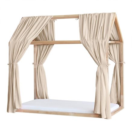 Set 2 Baldachine Muselină pentru pat tip căsuță, Little Amy, Bej