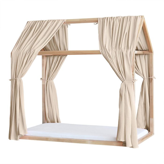 Set 2 Baldachine Muselină pentru pat tip căsuță, Little Amy, Bej