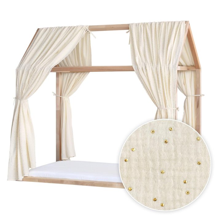 Set 2 Baldachine Muselină pentru pat tip căsuță, Little Amy, Gold Princess
