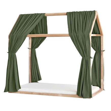 Set 2 Baldachine Muselină pentru pat tip căsuță, Little Amy, Verde