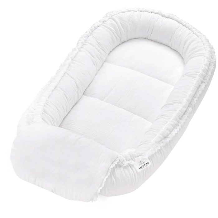 Babynest din muselină, Little Amy, Alb