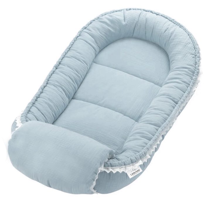 Babynest din muselină, Little Amy, Albastru deschis