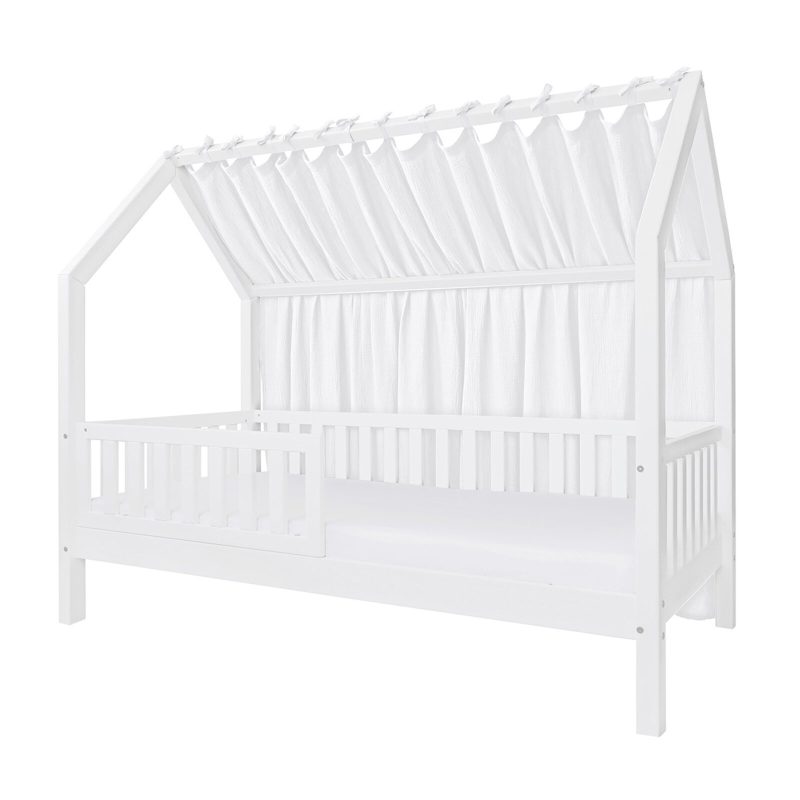 Baldachin Lateral din Muselină pentru pat tip căsuță, Little Amy, Alb, 155 cm