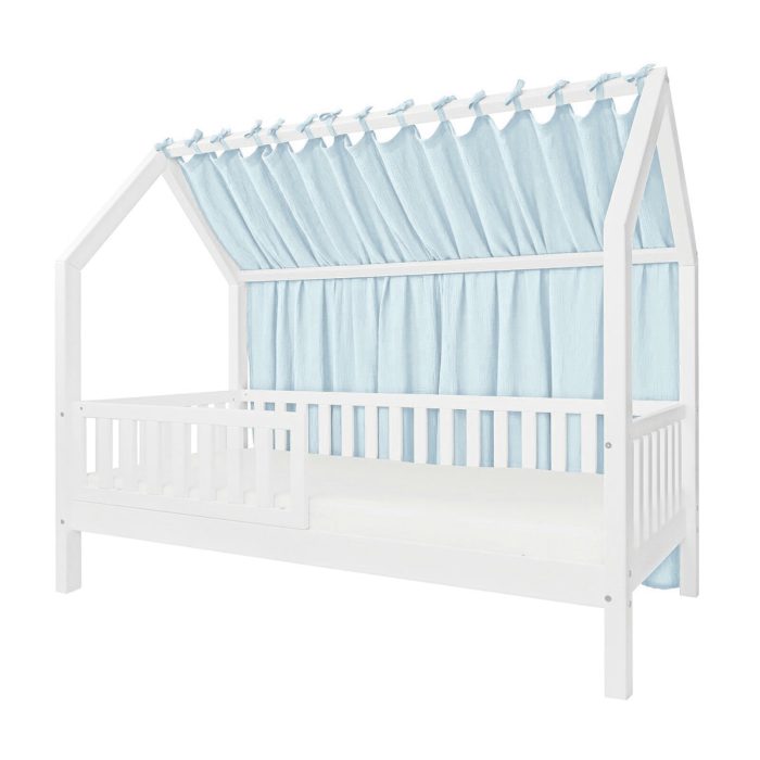 Baldachin Lateral din Muselină pentru pat tip căsuță, Little Amy, Albastru deschis