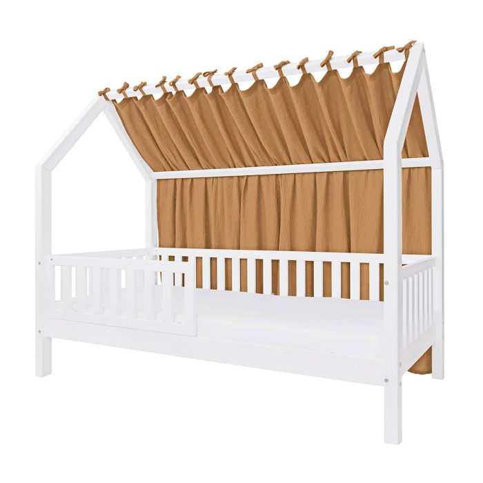 Baldachin Lateral din Muselină pentru pat tip căsuță, Little Amy, Camel