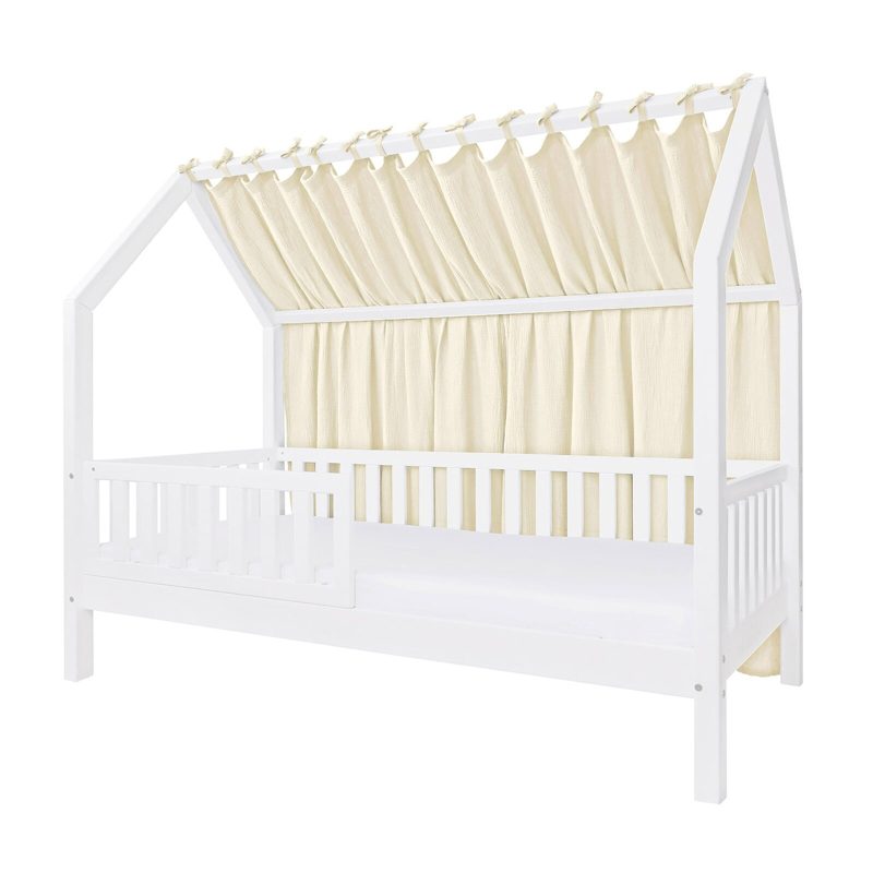 Baldachin Lateral din Muselină pentru pat tip căsuță, Little Amy, Crem