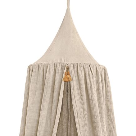 Baldachin Rotund din Muselină, Little Amy, Ø 50 cm, H 250 cm, Bej