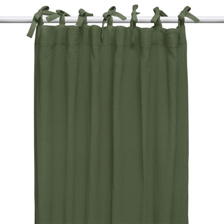 Draperie din muselină organică, Little Amy, Verde, 125 x 240 cm, 1 bucată