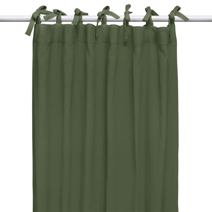 Draperie din muselină organică, Little Amy, Verde, 125 x 240 cm, 1 bucată