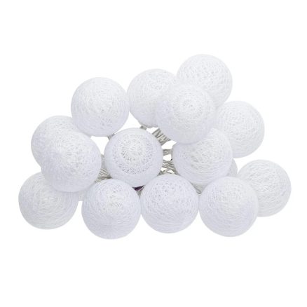 Ghirlandă LED cu 20 mini globuri din bumbac, Little Amy, Alb, 315 cm