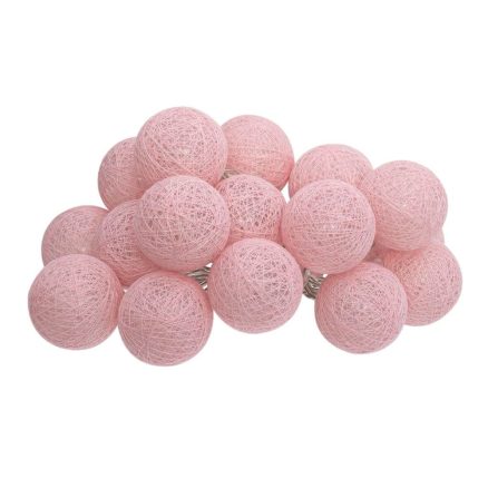 Ghirlandă LED cu 20 mini globuri din bumbac, Little Amy, Roz, 315 cm