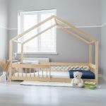 Pat copii Montessori tip casuță, LittleAmy, Cozi Cottage - balustrade rotunde