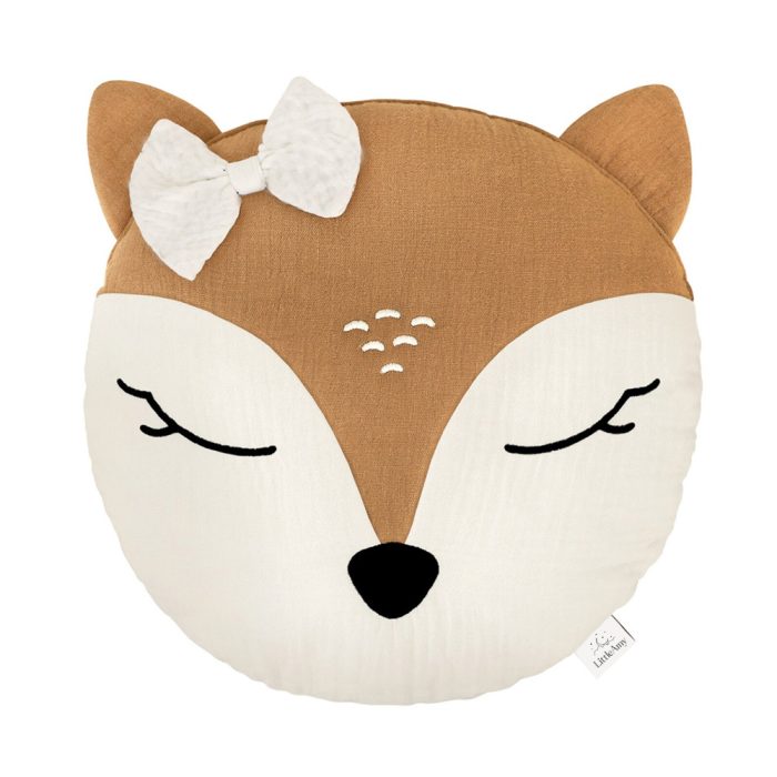 Perna decorativa din muselină Bambi cu fundiță, Little Amy, Camel, 30 cm