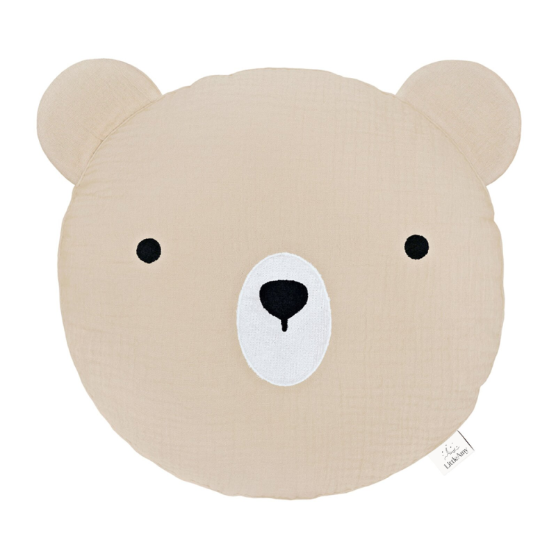 Perna decorativa din muselină Ursulet, Little Amy, Bej deschis, 30 cm