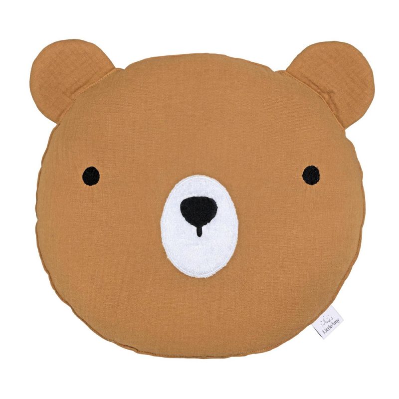 Perna decorativa din muselină Ursulet, Little Amy, Camel, 30 cm