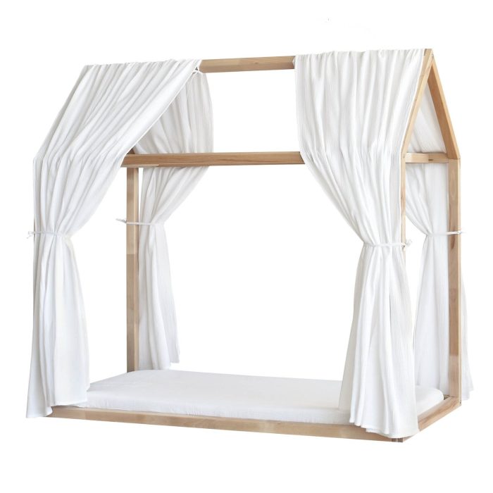 Set 2 Baldachine Muselină pentru pat tip căsuță, Little Amy, Alb