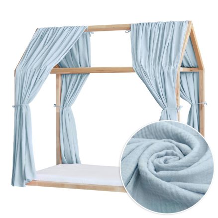 Set 2 Baldachine Muselină pentru pat tip căsuță, Little Amy, Albastru deschis