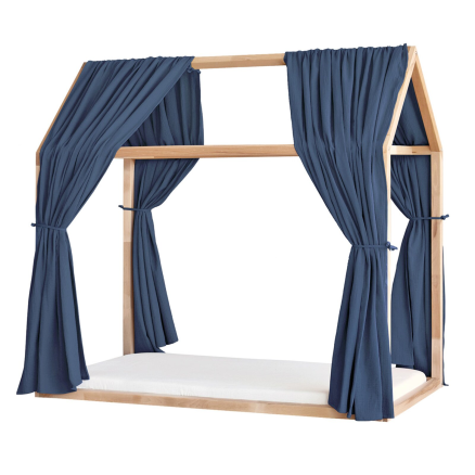 Set 2 Baldachine Muselină pentru pat tip căsuță, Little Amy, Albastru închis
