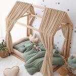 Set 2 Baldachine Muselină pentru pat tip căsuță, Little Amy, Bej