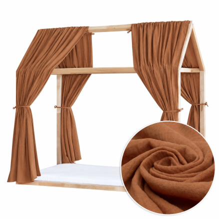 Set 2 Baldachine Muselină pentru pat tip căsuță, Little Amy, Camel