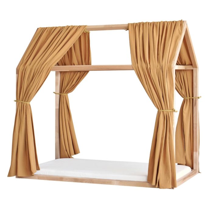 Set 2 Baldachine Muselină pentru pat tip căsuță, Little Amy, Camel