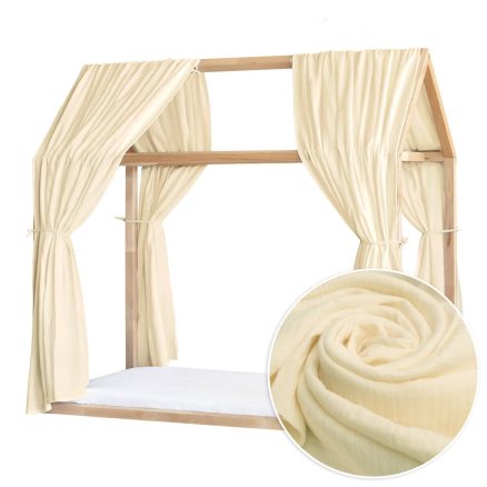 Set 2 Baldachine Muselină pentru pat tip căsuță, Little Amy, Crem