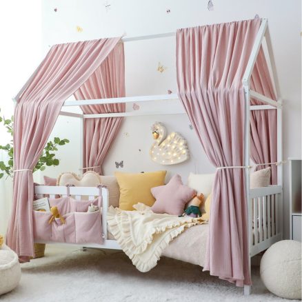 Set 2 Baldachine Muselină pentru pat tip căsuță, Little Amy, Mov deschis
