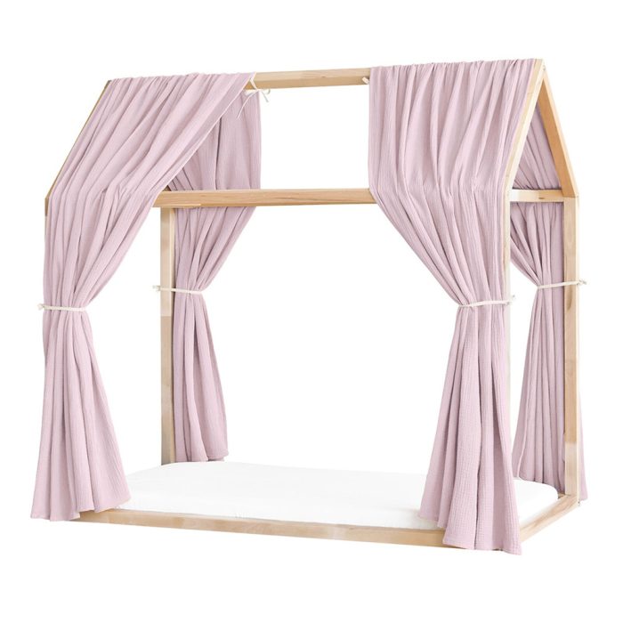Set 2 Baldachine Muselină pentru pat tip căsuță, Little Amy, Mov deschis