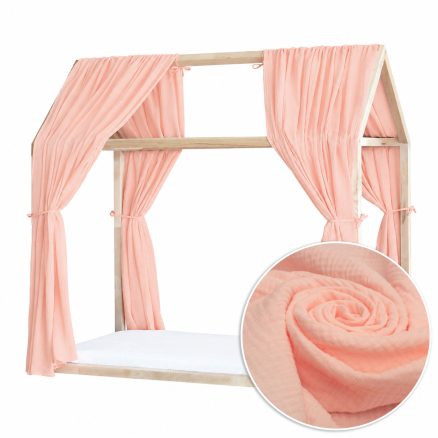 Set 2 Baldachine Muselină pentru pat tip căsuță, Little Amy, Somon