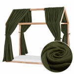 Set 2 Baldachine Muselină pentru pat tip căsuță, Little Amy, Verde Pădure