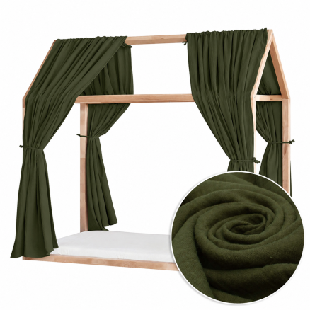 Set 2 Baldachine Muselină pentru pat tip căsuță, Little Amy, Verde Pădure