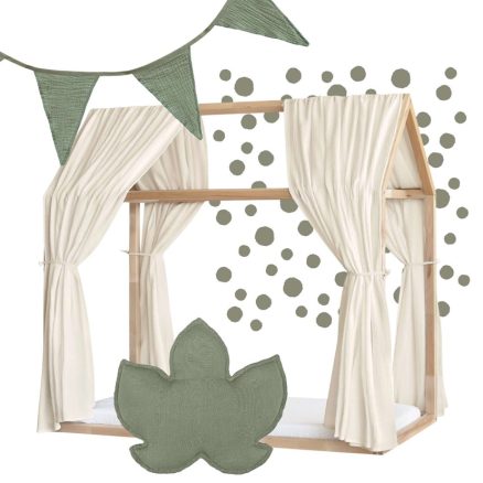 Set decorațiuni cu Baldachine, ghirlandă, pernă decorativă și stickere, Muselină, Little Amy, Verde