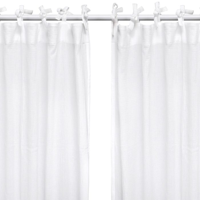 Set Draperii din muselină organică, Little Amy, Alb, 125 x 240 cm, 2 bucăți