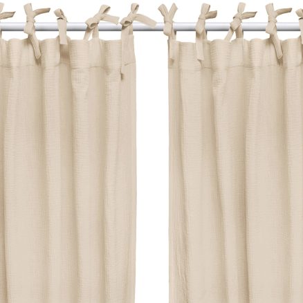 Set Draperii din muselină organică, Little Amy, Bej, 125 x 240 cm, 2 bucăți
