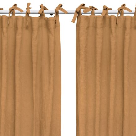 Set Draperii din muselină organică, Little Amy, Camel, 125 x 240 cm, 2 bucăți