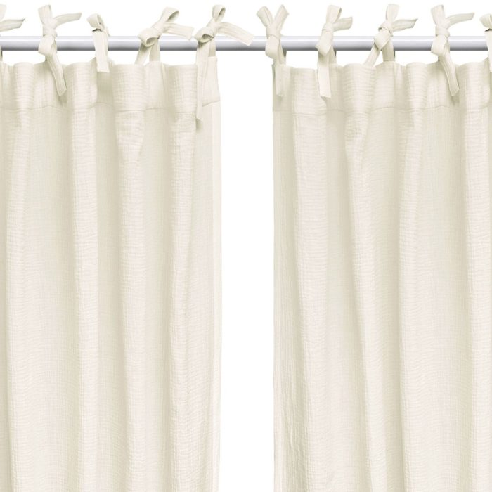 Set Draperii din muselină organică, Little Amy, Crem, 125 x 240 cm, 2 bucăți