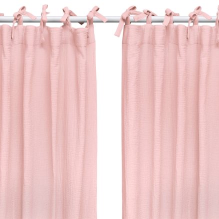 Set Draperii din muselină organică, Little Amy, Roz, 125 x 240 cm, 2 bucăți