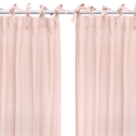 Set Draperii din muselină organică, Little Amy, Somon, 125 x 240 cm, 2 bucăți