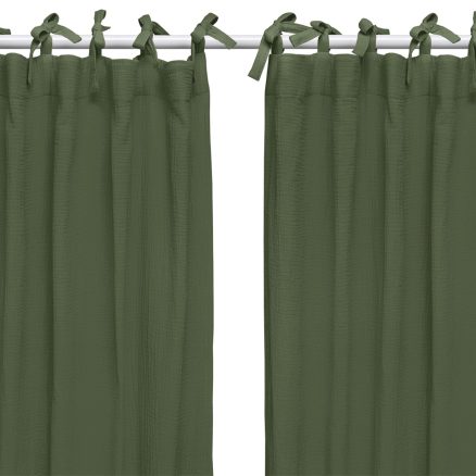 Set Draperii din muselină organică, Little Amy, Verde, 125 x 240 cm, 2 bucăți