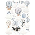 Set autocolante de perete „Baloane cu aer cald”, Little Amy, Baby Blue