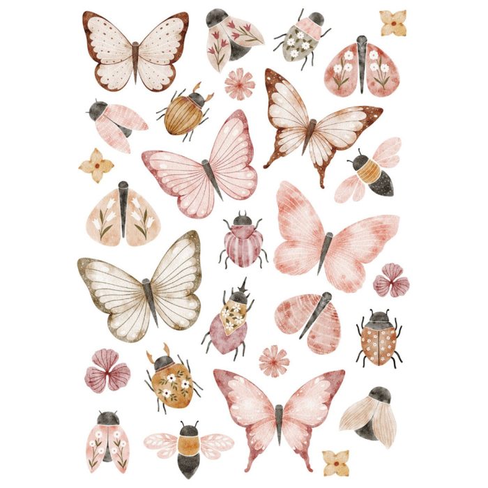 Set autocolante de perete „Butterfly”, Little Amy, pink