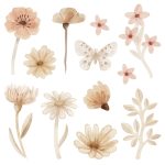 Set autocolante de perete „Flori de pajiște”, Little Amy, 12 piese