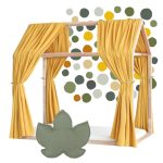 Set decorațiuni cu Baldachine, pernă decorativă și stickere, Muselină, Little Amy, Galben