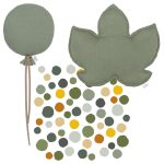 Set decorațiuni cu pernă decorativă și stickere și balon textil, Muselină, Little Amy, Verde