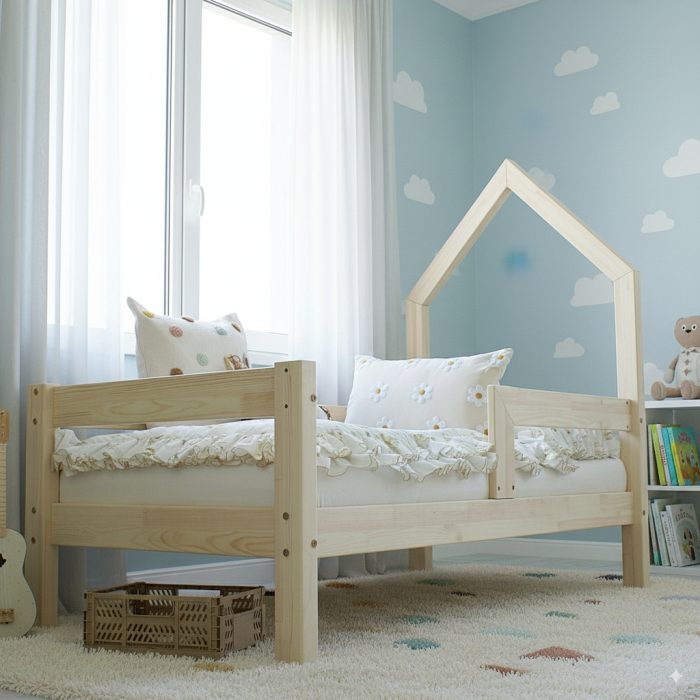 Pat copii căsuță montessori, Little Amy, Mossy - bare orizontale