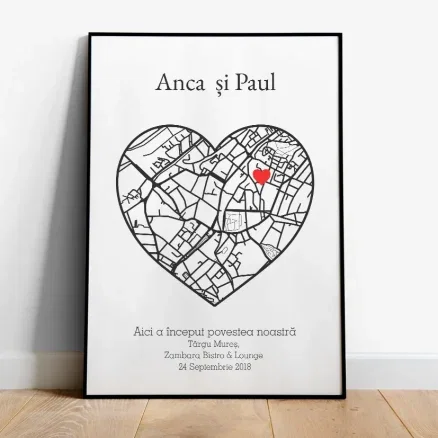 Tablou personalizat cu Harta întâlnirii voastre