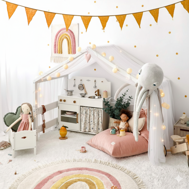 Baldachin Tulle pentru pat tip căsuță, Little Amy, Alb