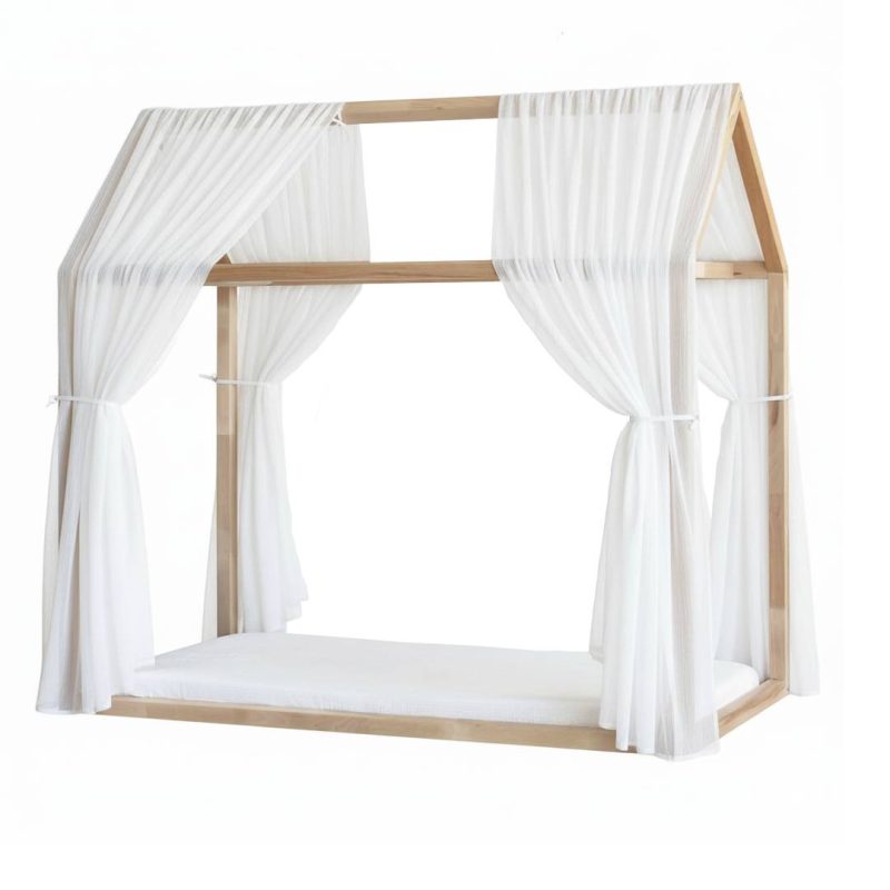 Set 2 Baldachine Tulle pentru pat tip căsuță, Little Amy, Alb