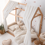 Set 2 Baldachine Voal dublu pentru pat tip căsuță, Little Amy, Alb